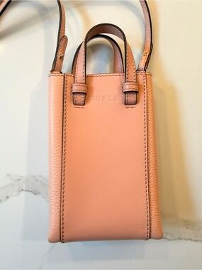 Furla Pink Leather Phone Tote -100% leather